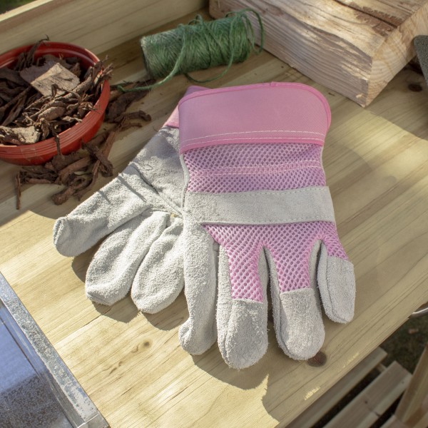 溢价女士手套——粉红色和灰色的